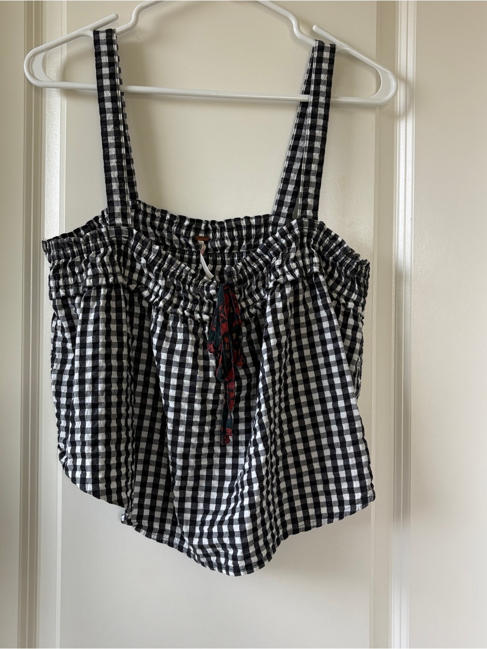 Free People Black and White Gingham Tank Top